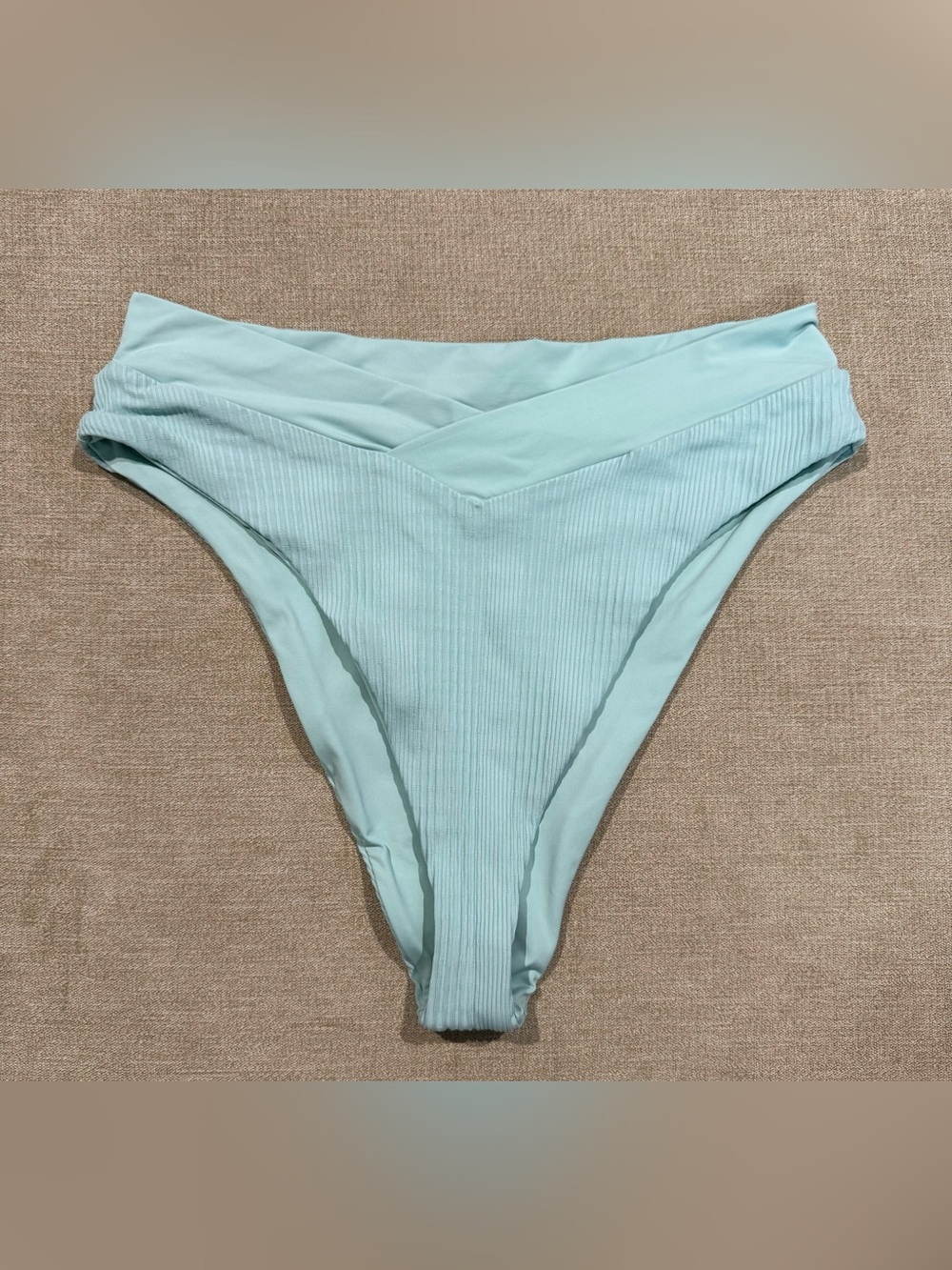 L* Space  Pointelle Rib Court Bottom Bitsy Bikini in Pool Large